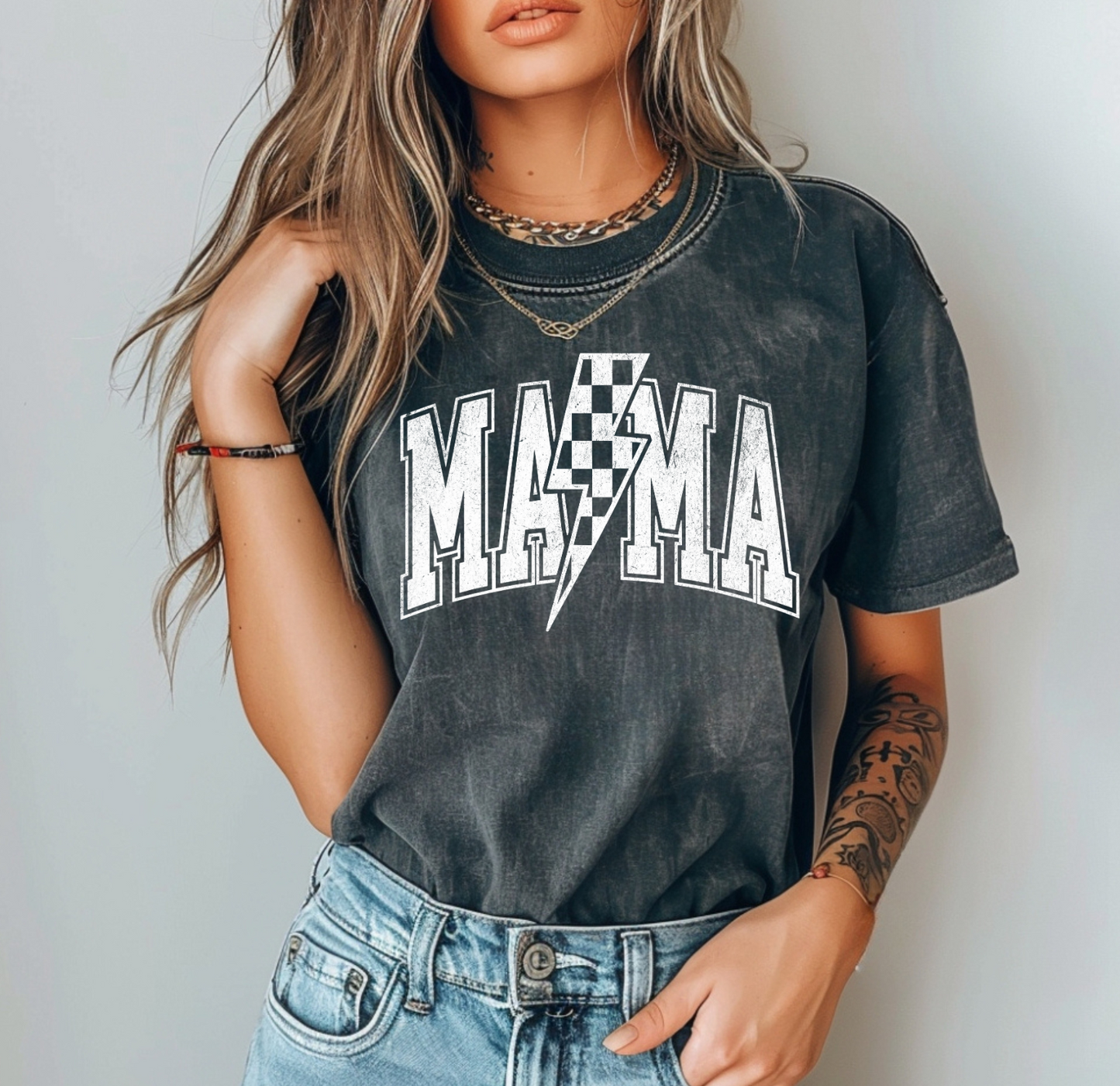 Mama Checkered - White